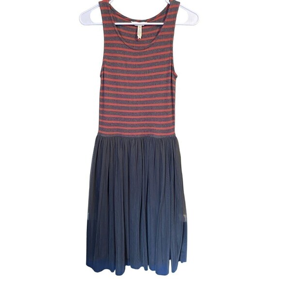 MATILDA Jane TWAS THE NIGHT Dress Tank Tulle Striped Red Gray Women's XS - Picture 1 of 10